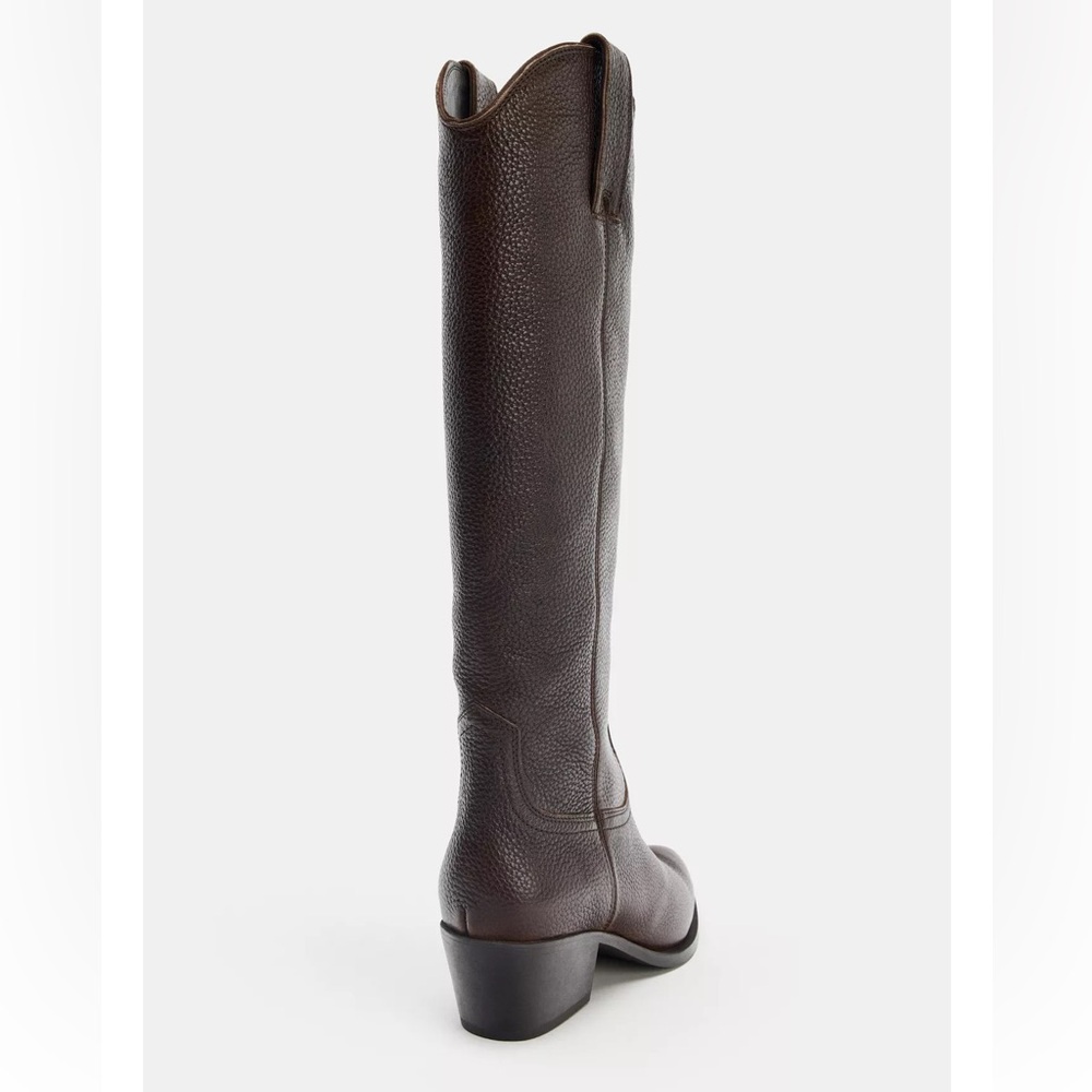 ZARA Leather Tall Pull-on Cowboy Boots. Size 10. New - Picture 7 of 16